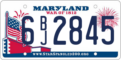 MD license plate 6BJ2845