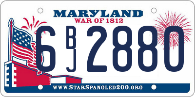 MD license plate 6BJ2880