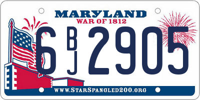 MD license plate 6BJ2905