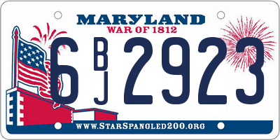 MD license plate 6BJ2923