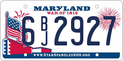 MD license plate 6BJ2927