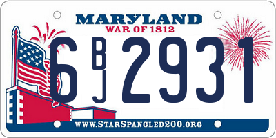 MD license plate 6BJ2931