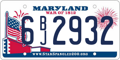 MD license plate 6BJ2932