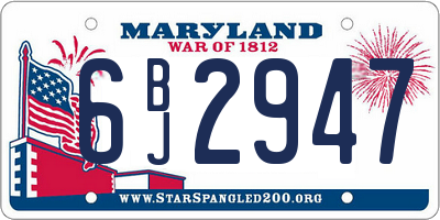 MD license plate 6BJ2947