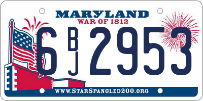 MD license plate 6BJ2953