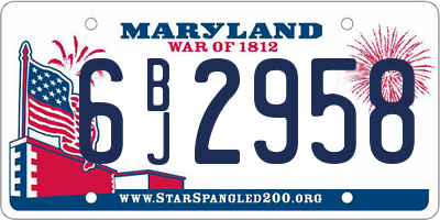 MD license plate 6BJ2958