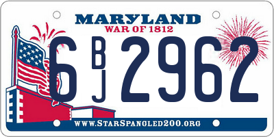 MD license plate 6BJ2962