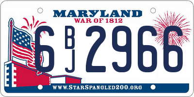MD license plate 6BJ2966