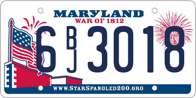 MD license plate 6BJ3018