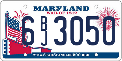 MD license plate 6BJ3050