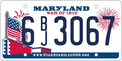 MD license plate 6BJ3067