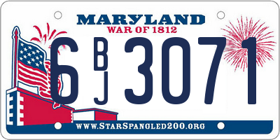 MD license plate 6BJ3071