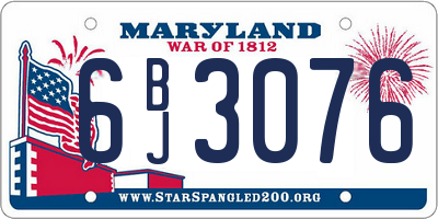 MD license plate 6BJ3076