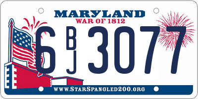 MD license plate 6BJ3077