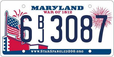 MD license plate 6BJ3087