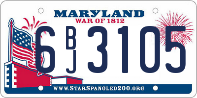 MD license plate 6BJ3105
