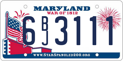 MD license plate 6BJ3111
