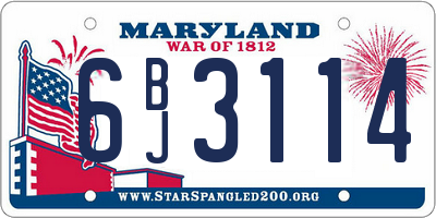 MD license plate 6BJ3114