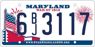 MD license plate 6BJ3117