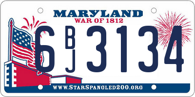 MD license plate 6BJ3134