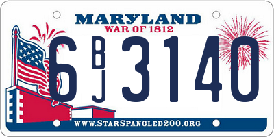 MD license plate 6BJ3140