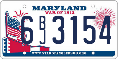 MD license plate 6BJ3154
