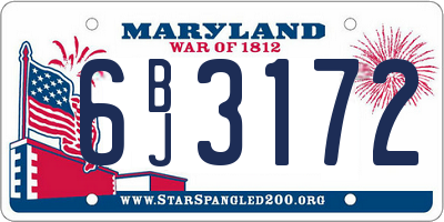 MD license plate 6BJ3172