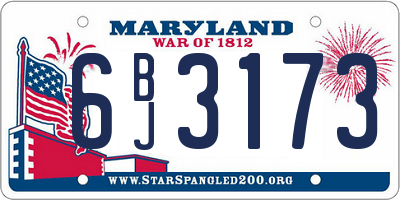 MD license plate 6BJ3173