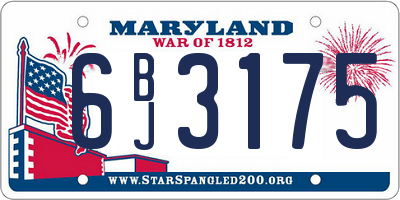 MD license plate 6BJ3175
