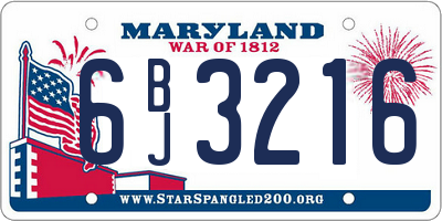 MD license plate 6BJ3216