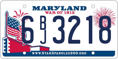 MD license plate 6BJ3218