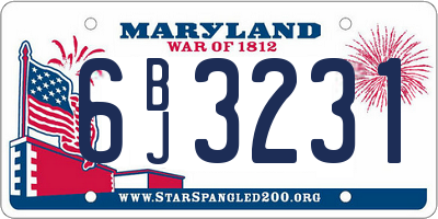 MD license plate 6BJ3231