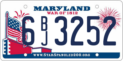 MD license plate 6BJ3252
