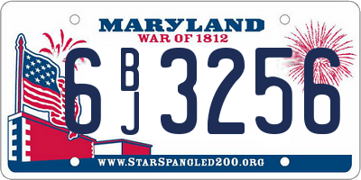 MD license plate 6BJ3256