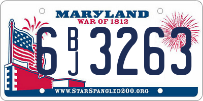 MD license plate 6BJ3263