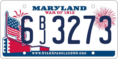 MD license plate 6BJ3273