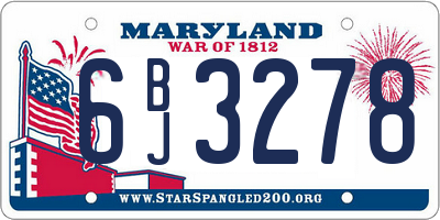 MD license plate 6BJ3278