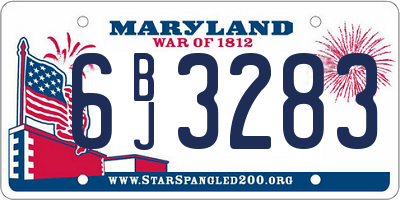 MD license plate 6BJ3283