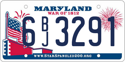 MD license plate 6BJ3291