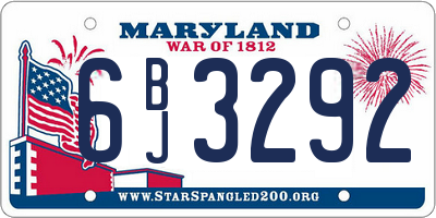 MD license plate 6BJ3292