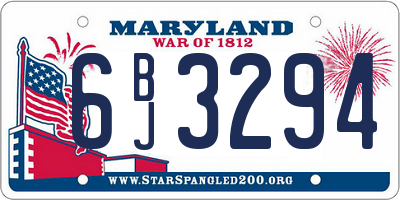 MD license plate 6BJ3294