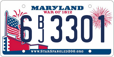 MD license plate 6BJ3301