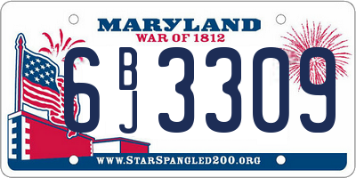 MD license plate 6BJ3309