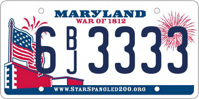 MD license plate 6BJ3333