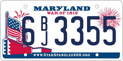 MD license plate 6BJ3355