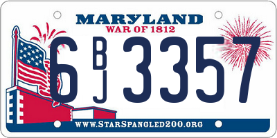 MD license plate 6BJ3357