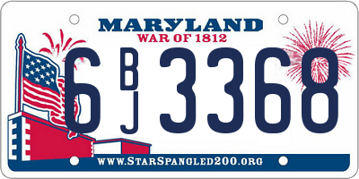 MD license plate 6BJ3368