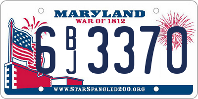 MD license plate 6BJ3370