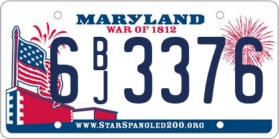 MD license plate 6BJ3376