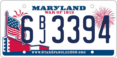 MD license plate 6BJ3394